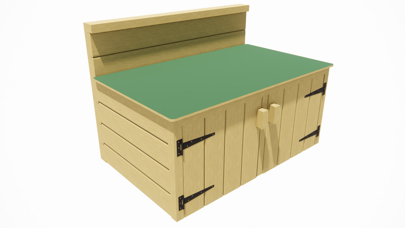 Garden potting table with storage