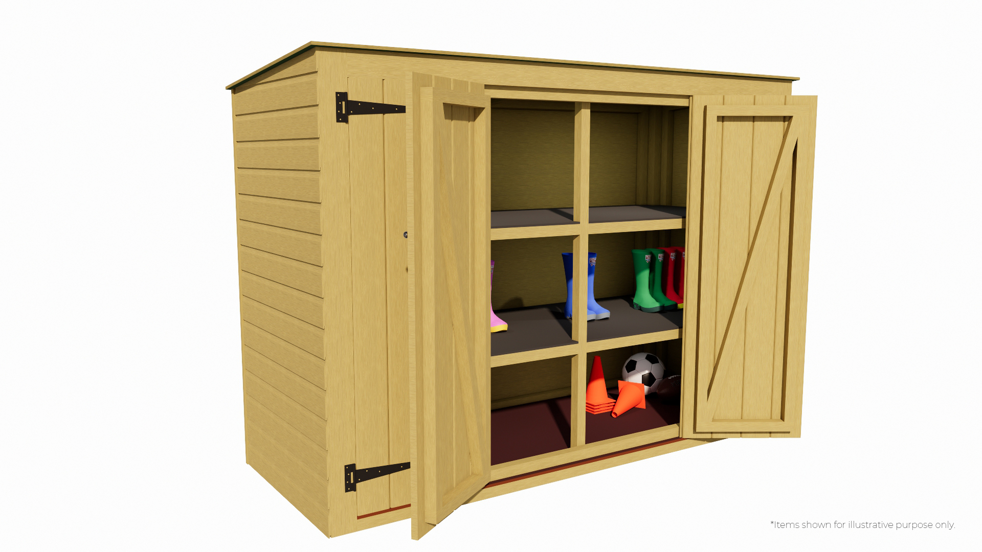 Outdoor Wooden Storage Shed with shelves